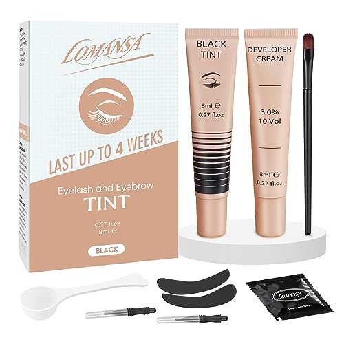 Lash Color Kit, Lomansa Black Color Kit for Eyelash and Brow, Eyelash & Eyebrow Color Set, Lasts Up to 4 Weeks, Easy to Use at Home Salon