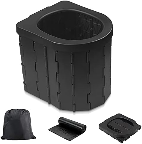 Portable Toilet for Camping, Portable Potty for Adults, Porta Potty Travel Toilet Commode Bucket Toilet for Camping, Car, Travel, Outdoor, Hiking, Backpack, Trips, Tent, Boat, Beach, Traffic Jam, Home