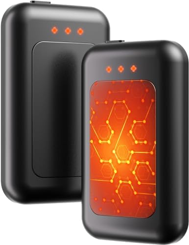 Electric Hand Warmers Rechargeable 2 Pack, 6400mAh Rechargeable Hand Warmer, 16 Hrs Portable Hand Warmer for Outdoor Camping Hunting Golf Accessories, Gifts for Women Men – Black