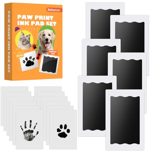 Nabance Baby Hand and Footprint Kit, Paw Print Kit for Dog Cats, 6 Inkless Print Pads, 12 Imprint Cards, Nose Print Stamp Pad for Dogs, Clean Touch Baby Footprint Kit, Pet Paw Ink Pad Family Keepsake