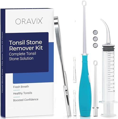 ORAVIX Tonsil Stone Removal Kit – Tonsil Stone Remover – Tonsillolith Remover Tool – Tonsil Cleaner – Fight Bad Breath – Tonsil Stone Removal Tool – Oral Irrigator – Tongue Scraper – 7 Pieces
