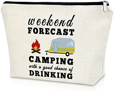 Camping Gift for Camper Makeup Bag Happy Camper Gift for Couples Camper Accessories for Travel Trailers Cosmetic Bag Camper Gift for Women Birthday Christmas Graduation Gift Cosmetic Travel Bag