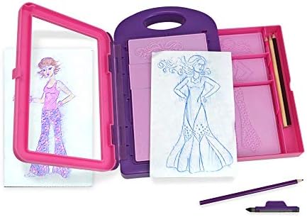 Melissa & Doug Fashion Design Art Activity Kit – 9 Double-Sided Rubbing Plates, 4 Pencils, Crayon – Fashion Plates, Travel Toys for Kids Ages 5+, 16 Piece Set, White