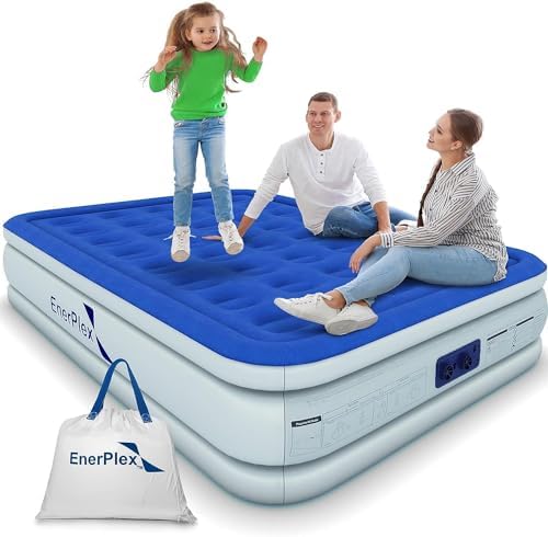 EnerPlex Air Mattress with Built-in Pump – Double Height Inflatable Mattress for Camping, Home & Portable Travel – Durable Blow Up Bed with Dual Pump – Easy to Inflate/Quick Set UP