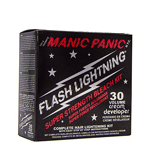 MANIC PANIC Flash Lightning Hair Bleach Kit – 30 Volume Developer + Bleach Powder for Hair Lightening + Lifting up to Five Levels – Vegan And Cruelty Free
