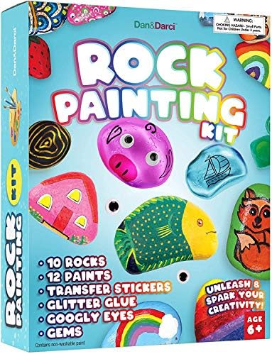 Rock Painting Kit for Kids – Arts and Crafts for Girls & Boys Ages 6-12 – Craft Kits Art Set – Supplies for Painting Rocks – Best Tween Paint Gift Ideas for Kids Activities Age 6 7 8 9 10 11