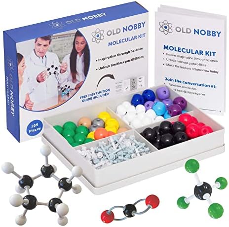 OLD NOBBY Organic Chemistry Model Kit (239 pc) – Molecular Models Kit with Atoms, Bonds, Instructions – Molecular Model Kit Organic Chemistry, Molecule Kit, STEM Science Kits for Kids, Chemistry Set