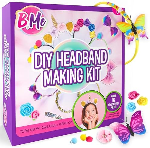 B Me Headband Making Kit for Girls – DIY 16 Unique Girls Hair Accessories with 60+ Craft Supplies – Arts & Crafts Gifts for Girls Ages 5-12