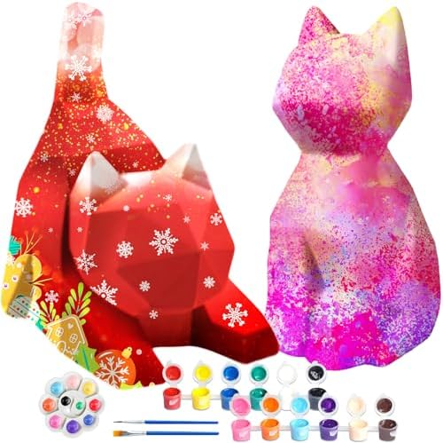 Innorock Paint Your Own Cat Lamp Art Kit 2pcs, DIY Night Light, Christmas Crafts for Teens Girls Boys, Arts & Crafts Kit, Painting Kit for Kids, Cat Craft Birthday Gift for Kids Ages 3 4 5 6 7 8 9