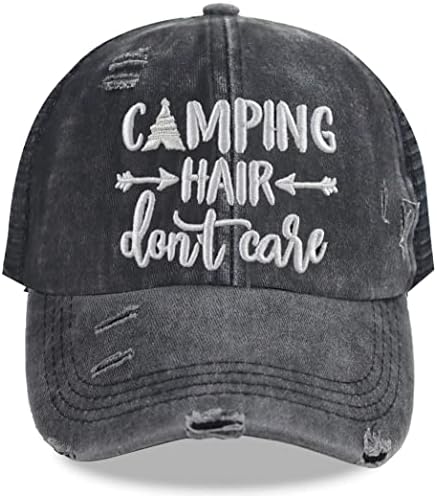 MANMESH HATT Camping Hair Don’t Care Hat, Vintage Washed Distressed Mesh Baseball Cap