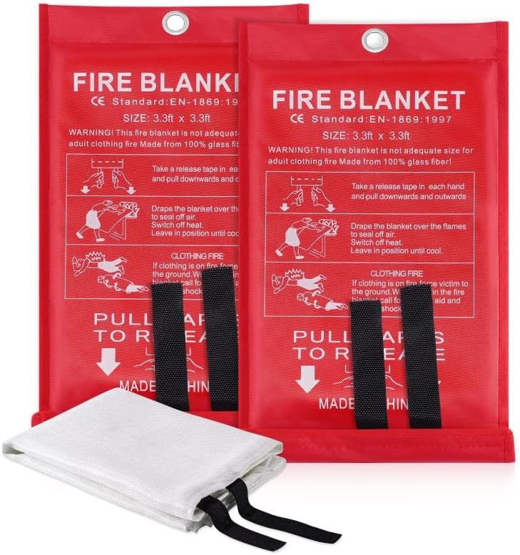 LUXJET Emergency Fire Blanket for Home Kitchen Fiberglass Suppression Fire Blanket, Fire Extinguisher for Camping, Kitchen, Boat, Car & Office, Amusement Building