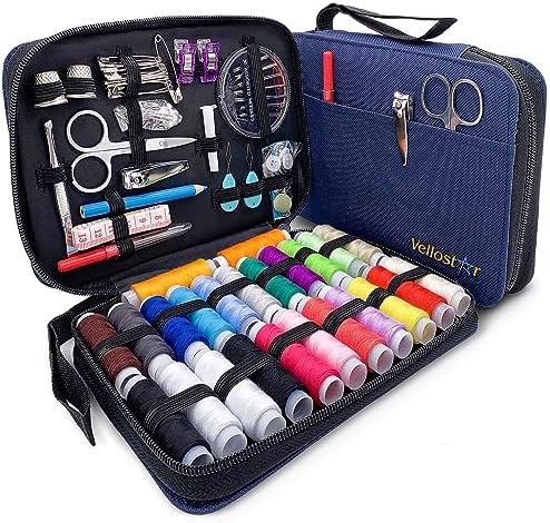 Easy to Use Sewing Kit for Adults – Over 100 Sewing Supplies and Accessories, Needle and Thread Kit for Mending, Basic Hand Sewing Kits for Small Repairs, Travel Sewing Kit for Mini Repairs, Navy Blue