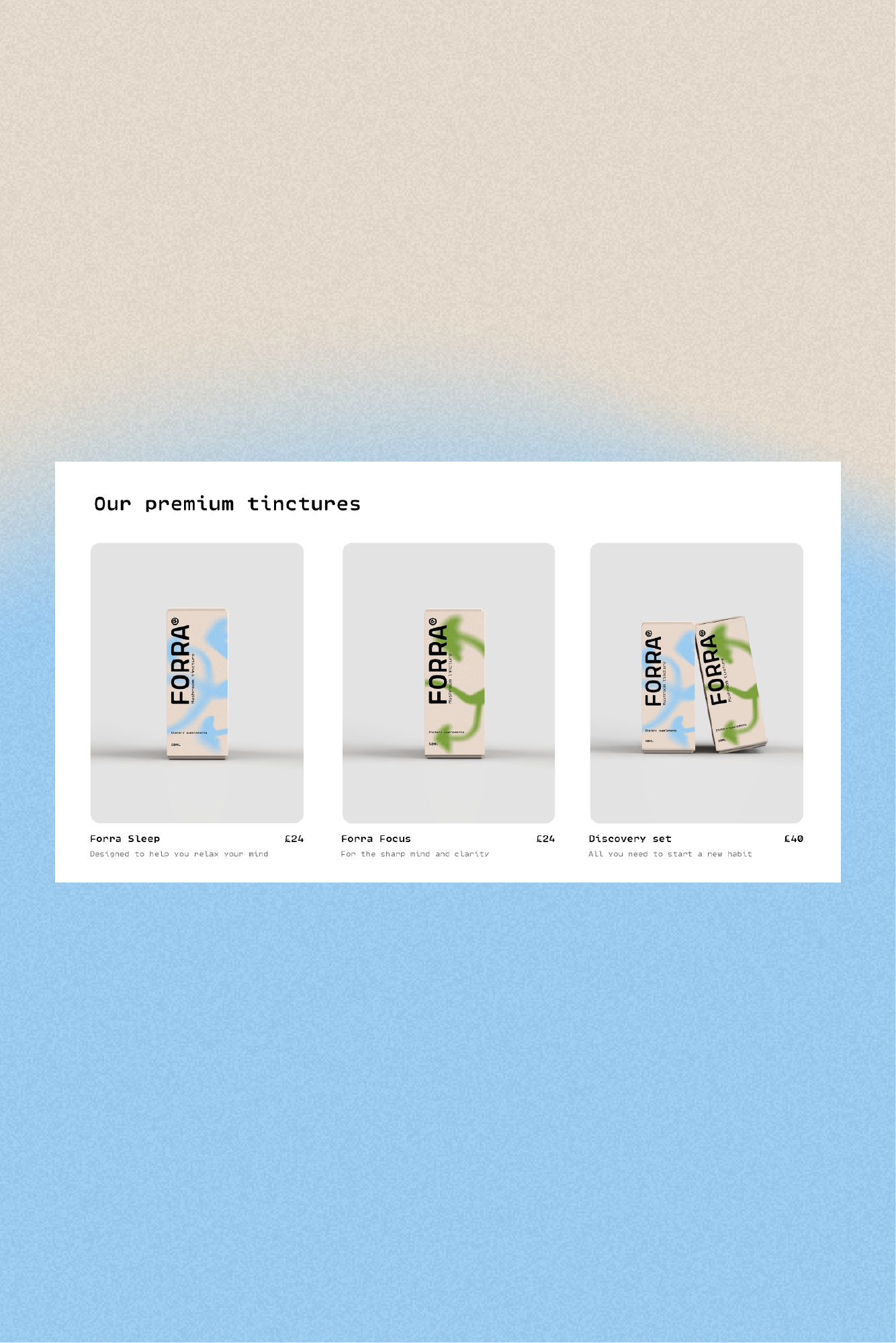 FORRA Mushroom Tincture | Wellness brand | Website | Bold & Minimalist Branding